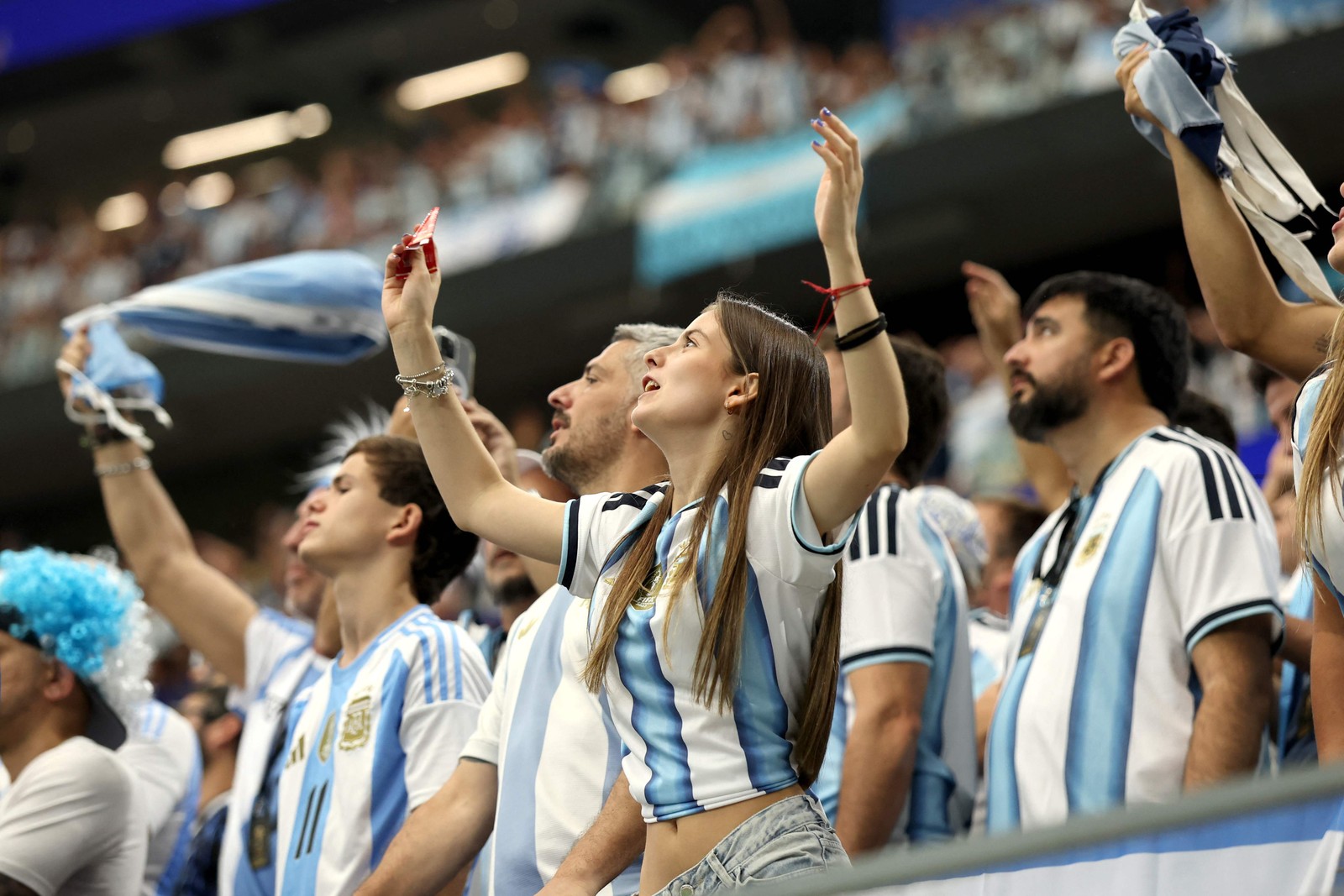 Torcida argentina no Dallas Stadium, no Texas — Foto: Getty Images via AFP