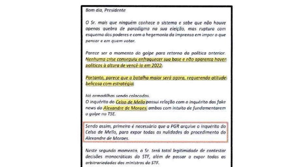 Texto guardado em email de Alexandre Ramagem — Foto: Reproduo