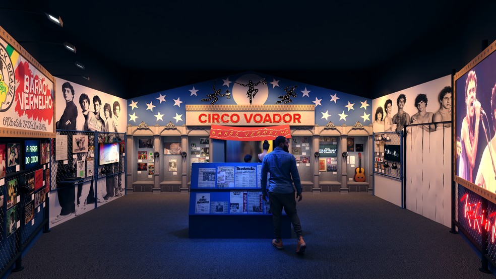 Projeto. Área dedicada à carreira de Cazuza com o Barão Vermelho — Foto: Divulgação