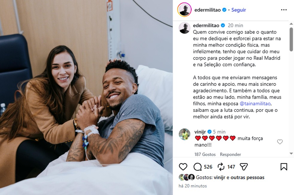 Post do Militão nas redes sociais — Foto: Reprodução