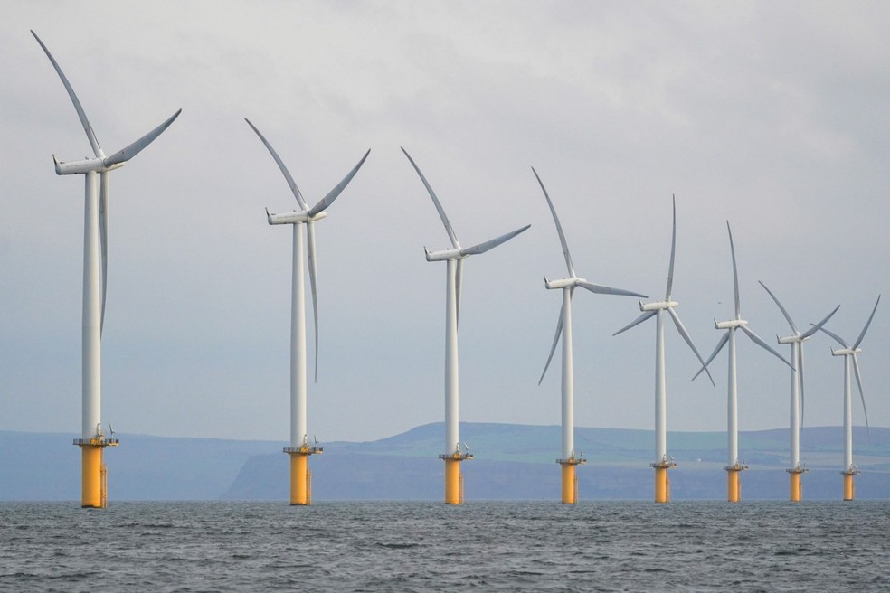 Eólicas offshore no litoral do Reino Unido — Foto: Ian Forsyth/Bloomberg