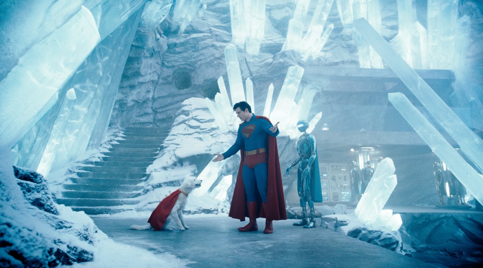 Homem de Aço (David Corenswet) com seu doguinho, Krypto, em "Superman" — Foto: Divulgação / Warner Bros. Pictures