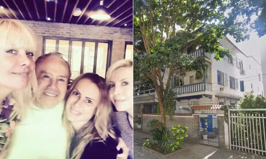 Stênio Garcia com as filhas e Mari Saade e o apartamento em disputa judicial