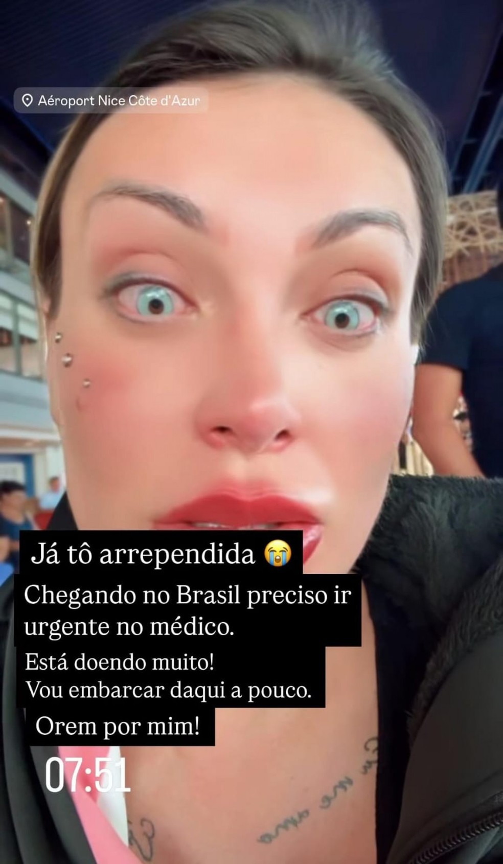 Andressa Urach reclama de dores após cirurgia — Foto: Reprodução/Redes Sociais