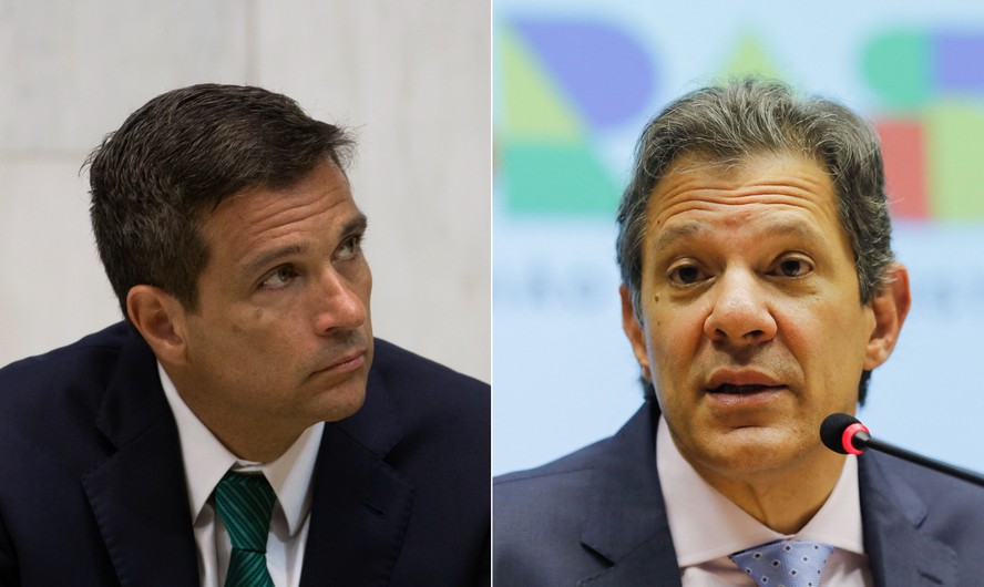 O presidente do Banco Central, Roberto Campos Neto (à esq.), e o ministro da Fazenda, Fernando Haddad