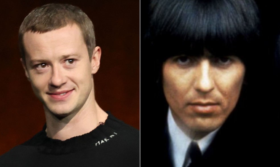Joseph Quinn será George Harrison em cinebiografia dos Beatles — Foto: AFP e Arquivo