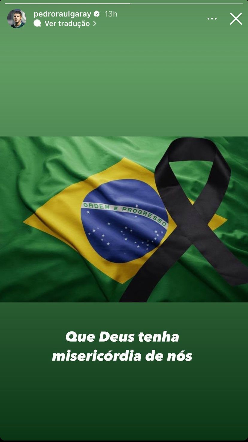 Destaque do Brasileirão, Pedro Raul postou "luto pelo Brasil" após derrota de Bolsonaro — Foto: Reprodução/Instagram