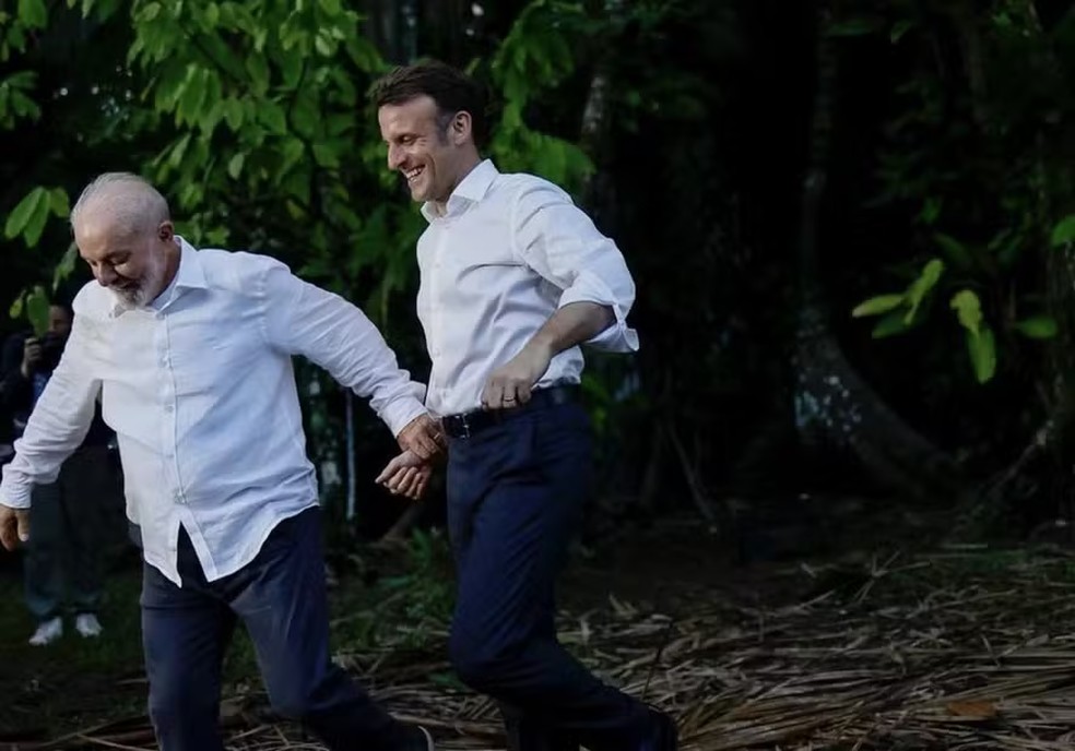 Os presidentes Lula e Macron no Pará — Foto: Divulgação