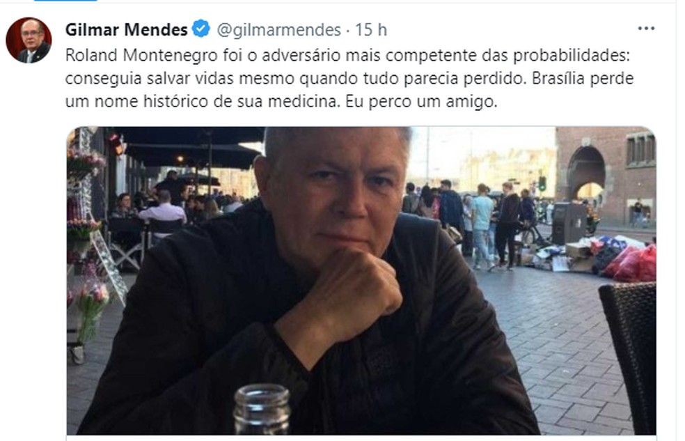 Gilmar Mendes lamenta morte de amigo em acidente aéreo no Amazonas — Foto: Reprodução Twitter