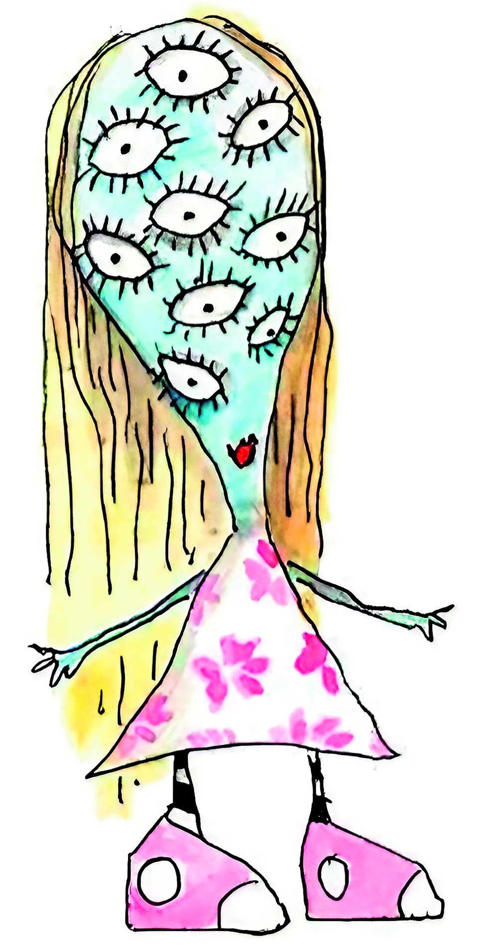 Arte de Tim Burton para “A menina de muitos olhos”, um dos poemas de seu livro 'O triste fim do pequeno Menino Ostra' — Foto: Reprodução