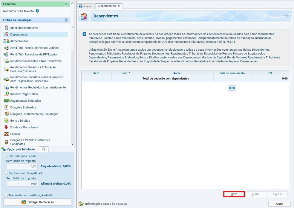 Adicione um novo dependente em sua declaração do Imposto de Renda 2025 — Foto: Reprodução