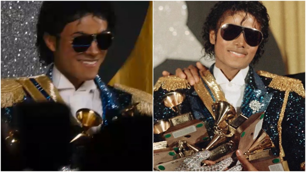 Jaafar Jackson e Michael Jackson — Foto: Reprodução/IMDb e YouTube