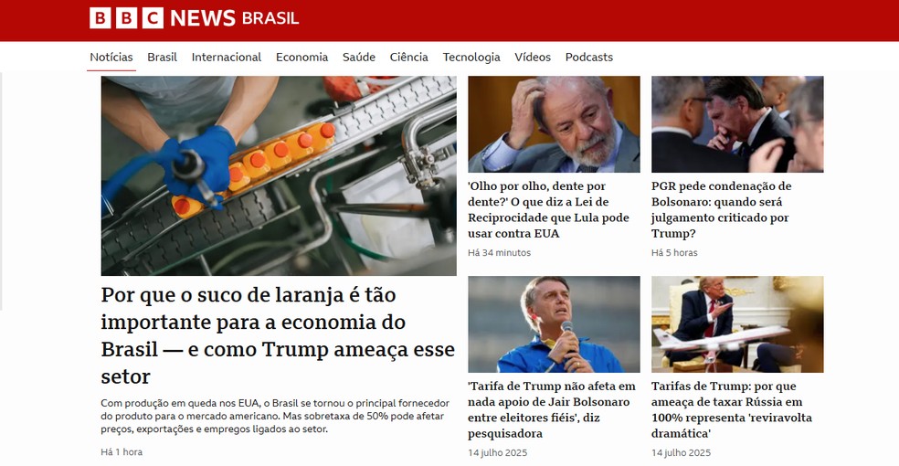 Pedido de condena&ccedil;&atilde;o de Bolsonaro por tentativa de golpe repercute na imprensa internacional &mdash; Foto: Reprodu&ccedil;&atilde;o BBC Brasil