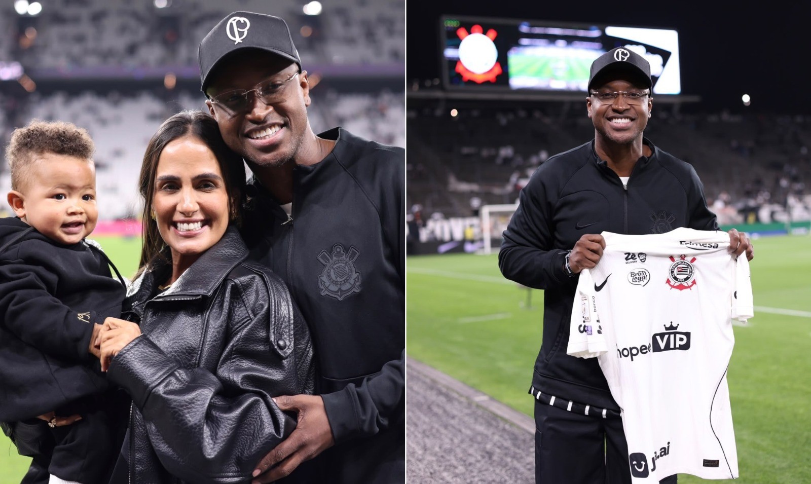 Thiaguinho agradece Hugo Souza por entrar com seu filho em campo no jogo do Corinthians: 'sonho que já foi meu'