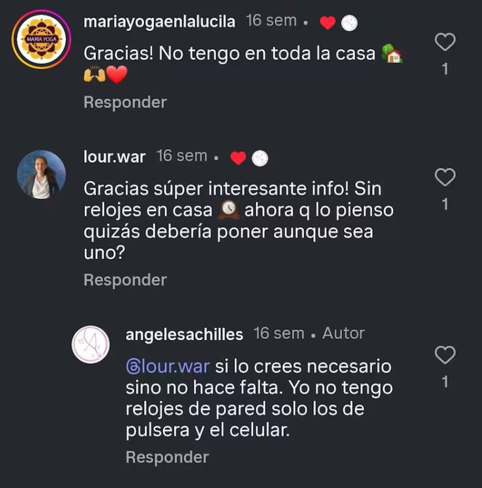 Comentários dos usuários sobre o vídeo do especialista em Feng Shui — Foto: Reprodução Instagram @angelesachilles