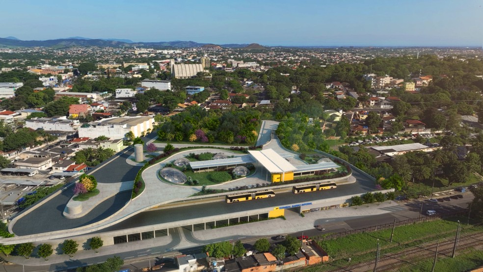 Novo terminal fica a pouco mais de 500 metros da atual estação Santa Cruz do BRT — Foto: Divulgação / Prefeitura do Rio