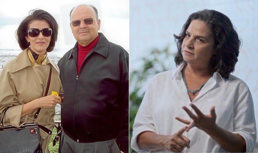 À esquerda, Maria Villela com o marido, José Guilherme, que foi ministro do TSE; à direita, Adriana em cena do documentário 'Crime da 113 Sul'