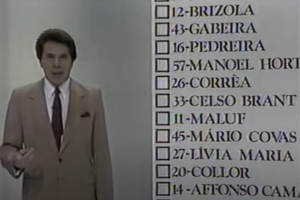 Silvio Santos na campanha à Presidência de 1989: seu nome não aparecia na cédula de votação — Foto: Reprodução/Youtube