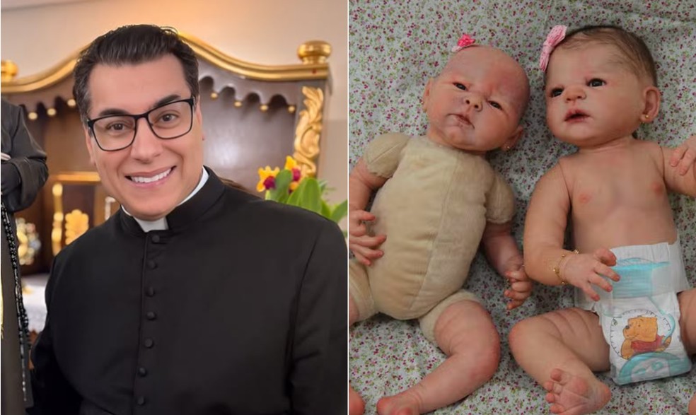 Padre afirma que não realiza qualquer rito religioso para bebês reborn — Foto: Reprodução