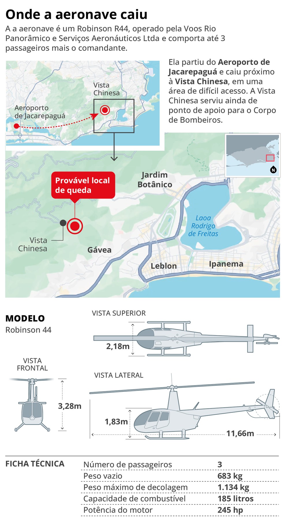 Onde a aeronave caiu — Foto: Editoria Arte