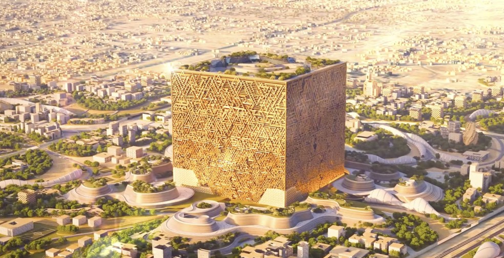 Arábia Saudita projeta maior arranha-céu do mundo em forma de cubo — Foto: newmurabba