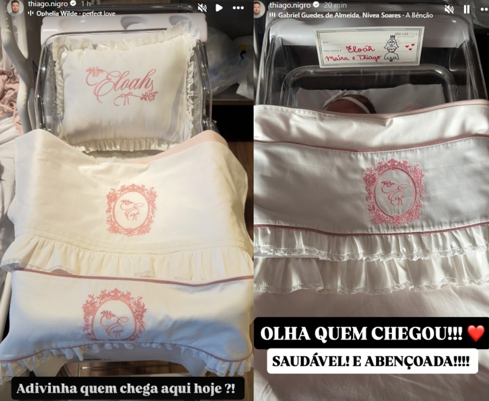 Thiago Nigro celebrou ida da filha com Maíra Cardi para o quarto — Foto: Reprodução Instagram