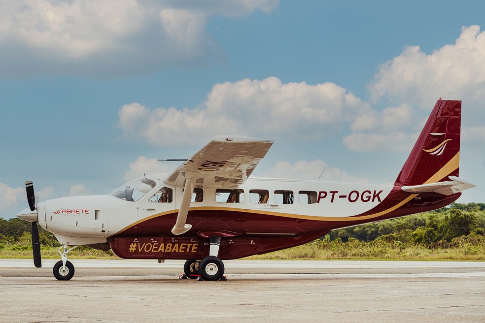 Avião da Abaeté Linhas Aéreas, modelo Caravan para nove passageiros, usado na rota Salvador-Barra Grande  — Foto: Divulgação