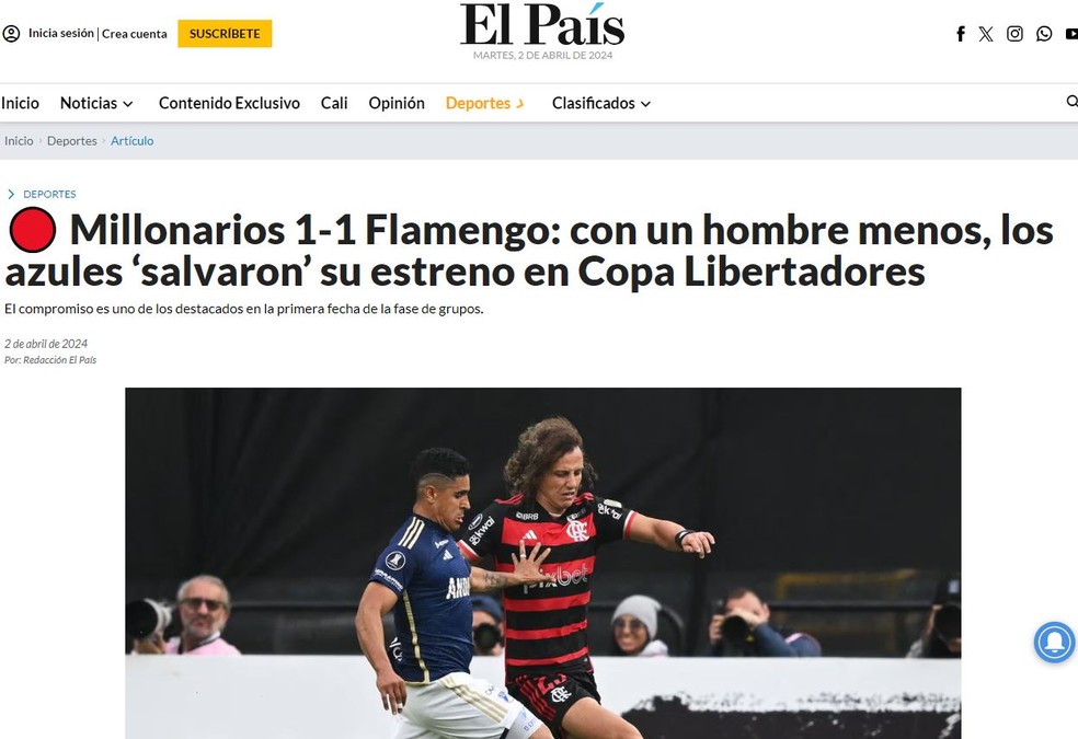 Imprensa colombiana exalta empate do Millonarios com um a menos diante ...