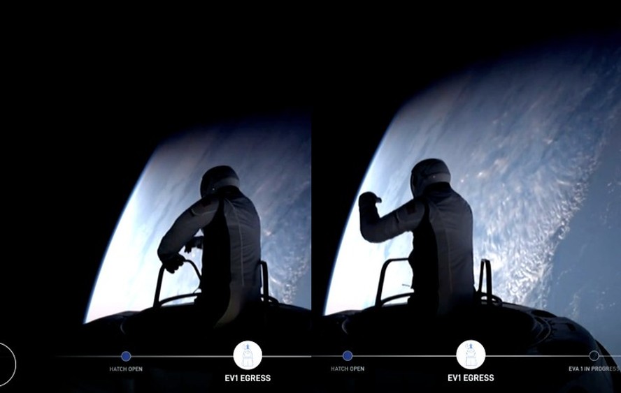 Jared Isacmann na primeira caminhada espacial privada