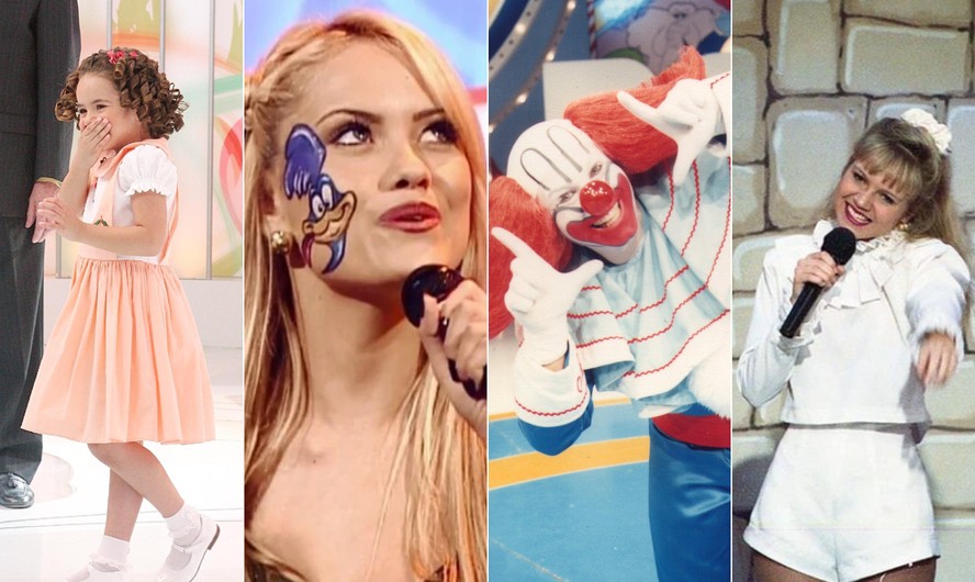 Os pupilos de Silvio Santos: Maisa, Ellen Rocche, Luís Ricardo (Bozo) e Eliana