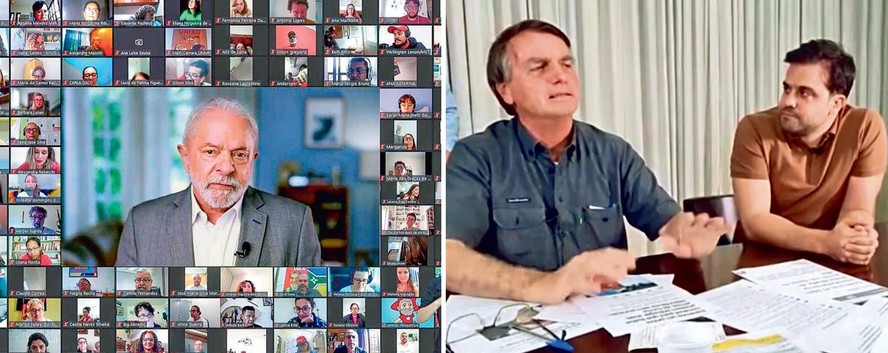 Lula conversa com comunicadores em encontro via zoom, e Bolsonaro com o coach Pablo Marçal