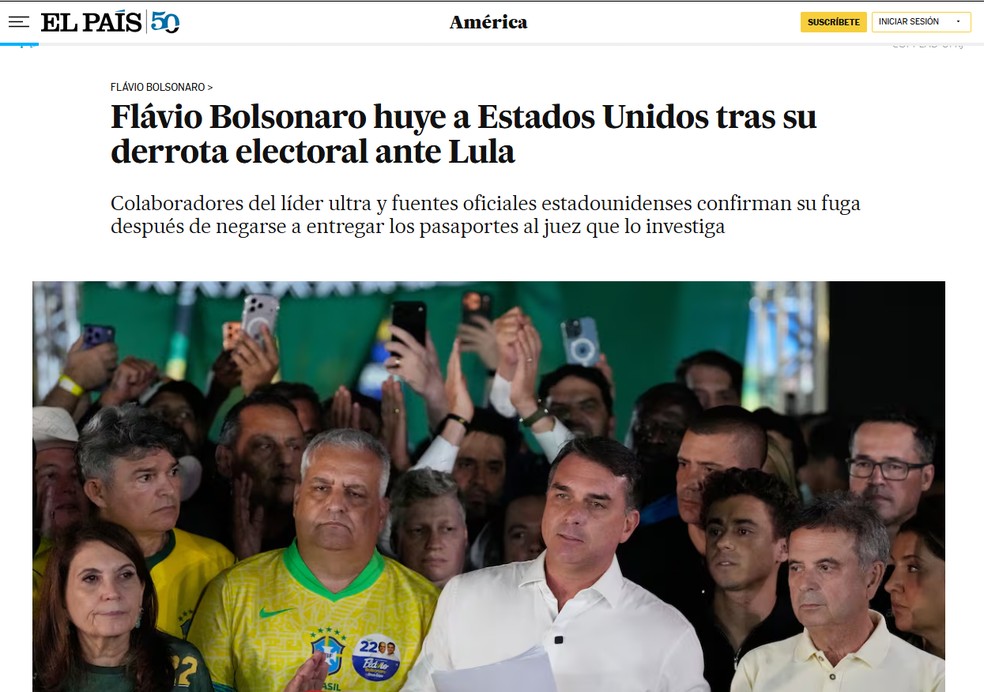 El Pa&iacute;s: Imprensa internacional repercute poss&iacute;vel fuga de Fl&aacute;vio Bolsonaro &mdash; Foto: El Pa&iacute;s