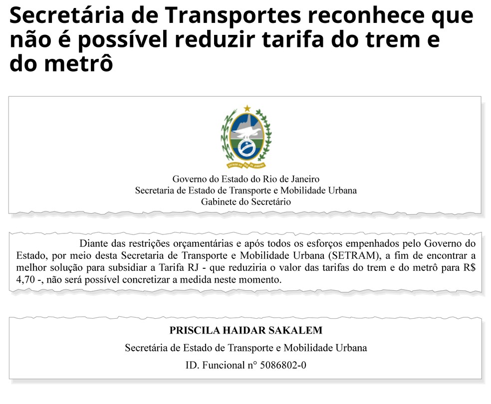 The Secretary of State for Transport admits that lowering subway and train fares will not be possible - Photo: Editoria de Arte