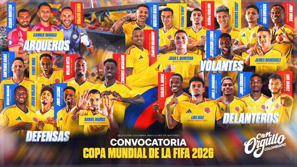 Com quatro atletas do Brasileirão, seleção colombiana anuncia lista de convocados para Copa 2026