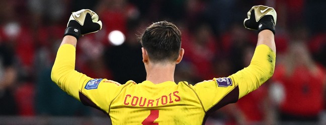 Cortouis, goleiro da Bélgica, foi um dos grandes responsáveis pela vitória magra de 1 a 0 sobre o Canadá — Foto: JEWEL SAMAD/AFP