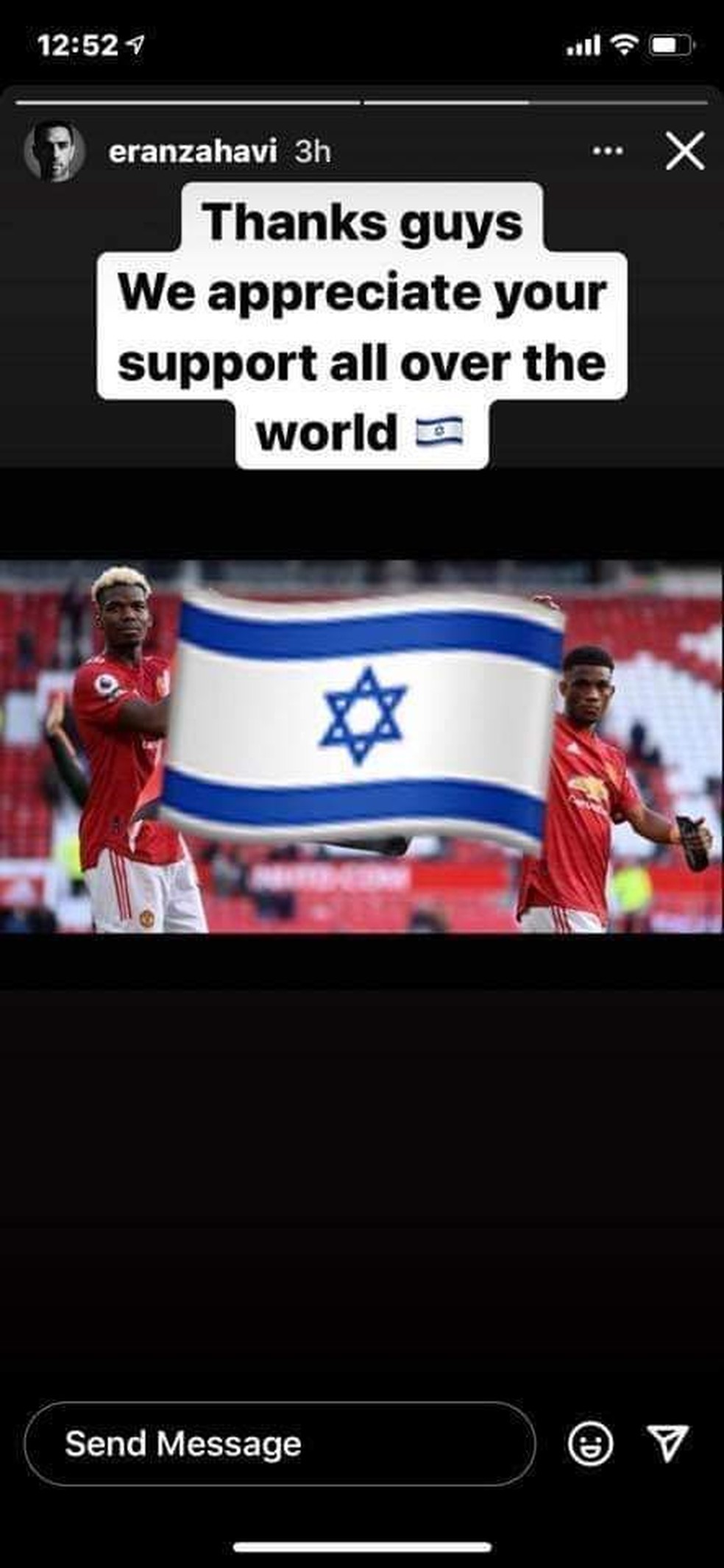Zahavi edita imagem de Pogba e Diallo com a bandeira da Palestina para do Israel. — Foto: Reprodução