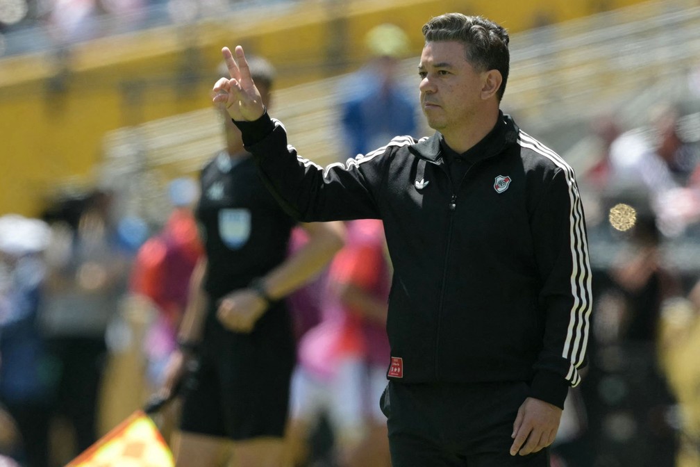 Gallardo ainda não se reencontrou no River — Foto: JUAN MABROMATA / AFP