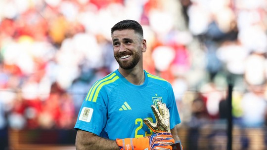 Unai Simón brinca sobre desempenho defensivo da Espanha na Copa: 'Estas luvas não tiveram muito trabalho' Unai Simón brinca sobre desempenho defensivo da Espanha na Copa: 'Estas luvas não tiveram muito trabalho'