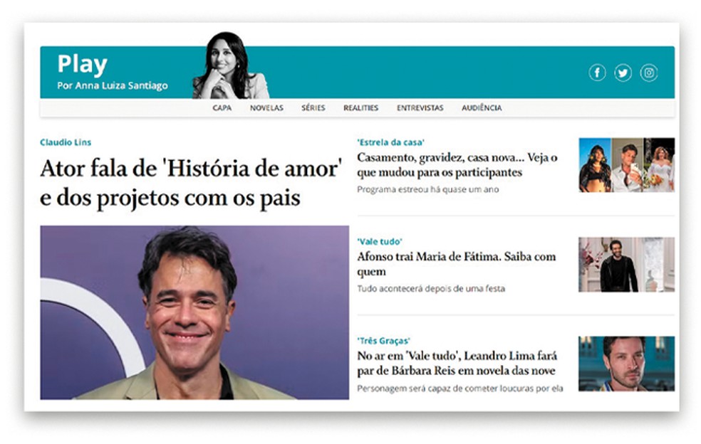 Com a consolidação da internet e das redes sociais, a cobertura da TV passou a ser digital, com a Coluna Play, comandada por Anna Luiza Santiago — Foto: Reprodução