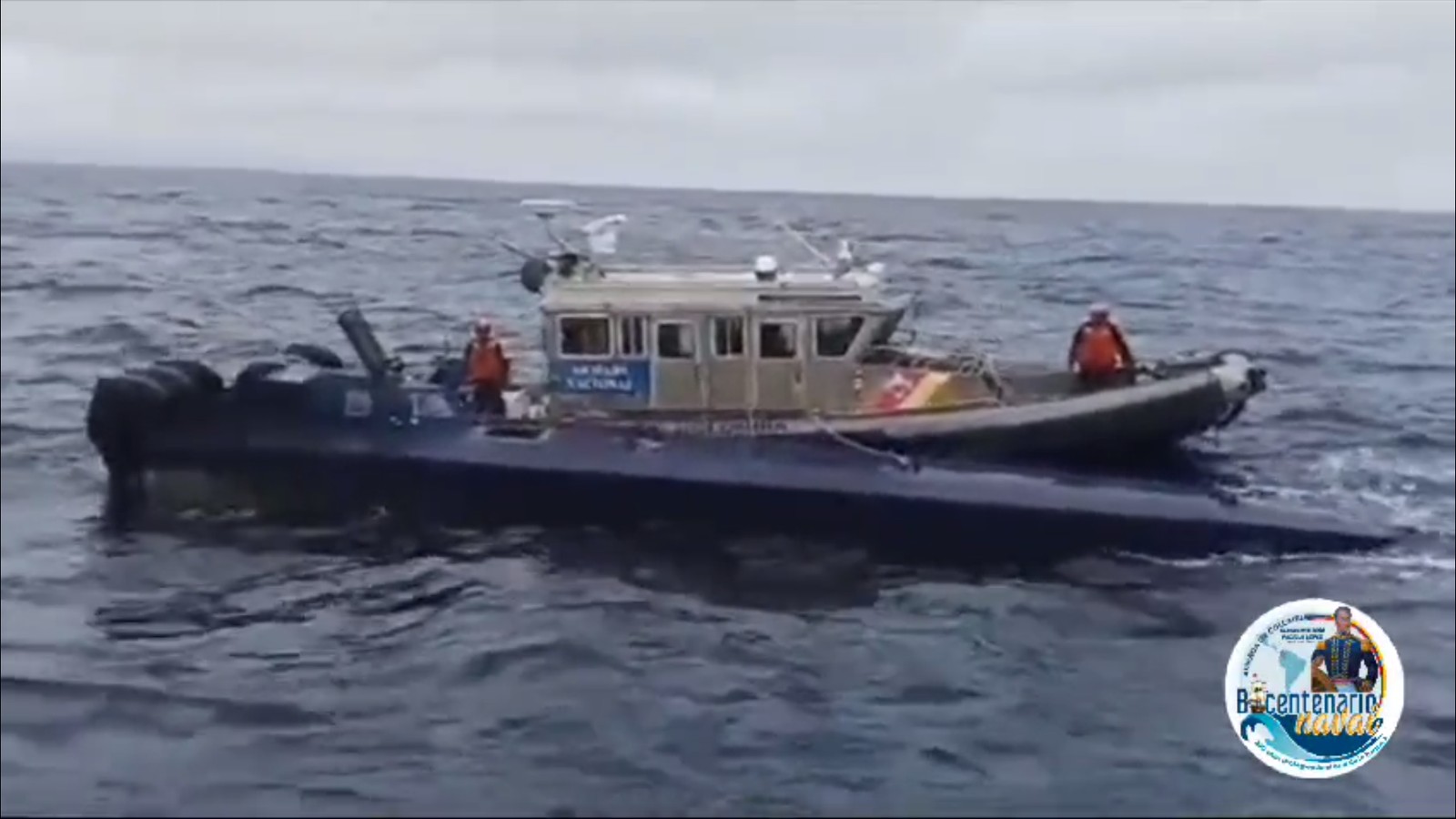 A drug submarine carrying more than 1.8 tons of cocaine – Photo: Colombian Navy