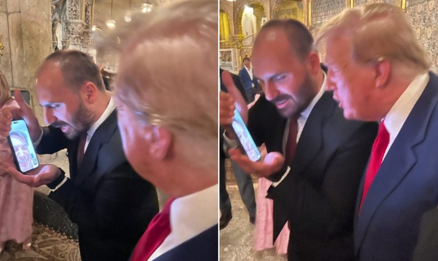 A conversa entre Jair e Trump foi intermediada por Eduardo Bolsonaro