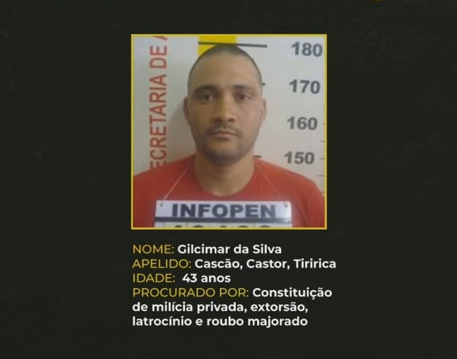 Gilcimar da Silva, conhecido também como Cascão, Castor ou Tiririca, estava na lista dos mais procurados do Brasil.
