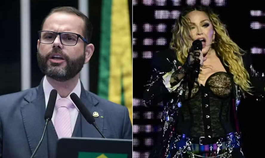 O senador Jorge Seif foi criticado nas redes por ter ido ao show da cantora Madonna no Rio