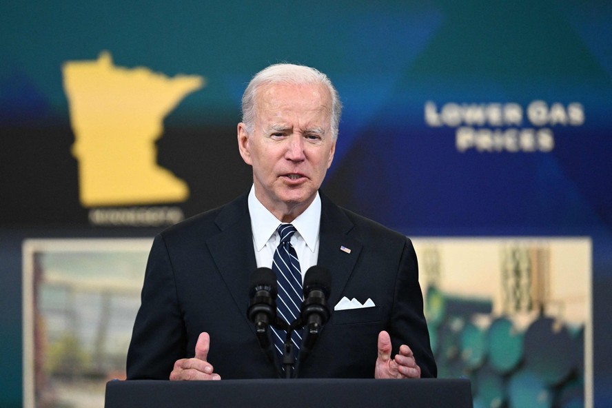 Presidente americano, Joe Biden, durante discurso sobre impostos de combustíveis.