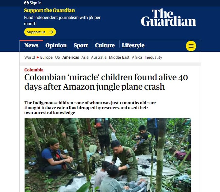 Imprensa internacional repercute resgate de crianças na selva colombiana