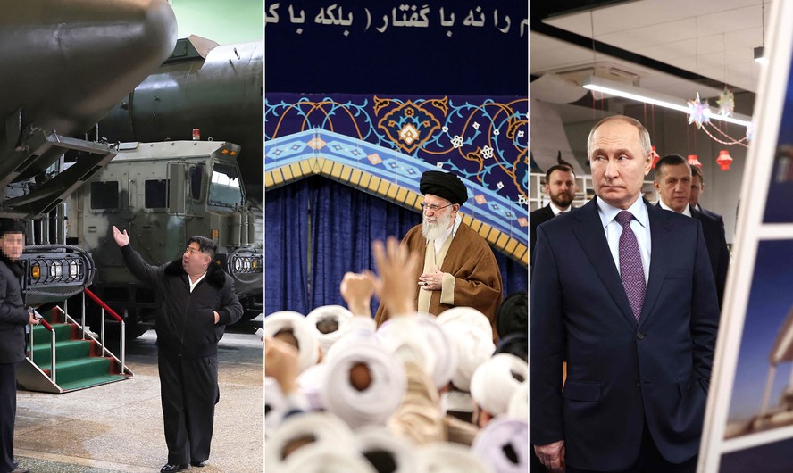 Kim Jong-un, Ali Khamenei e Vladimir Putin: líderes embargados pelo Ocidente estreitaram relações