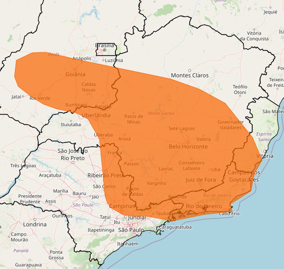 Alerta laranja de tempestade — Foto: Inmet