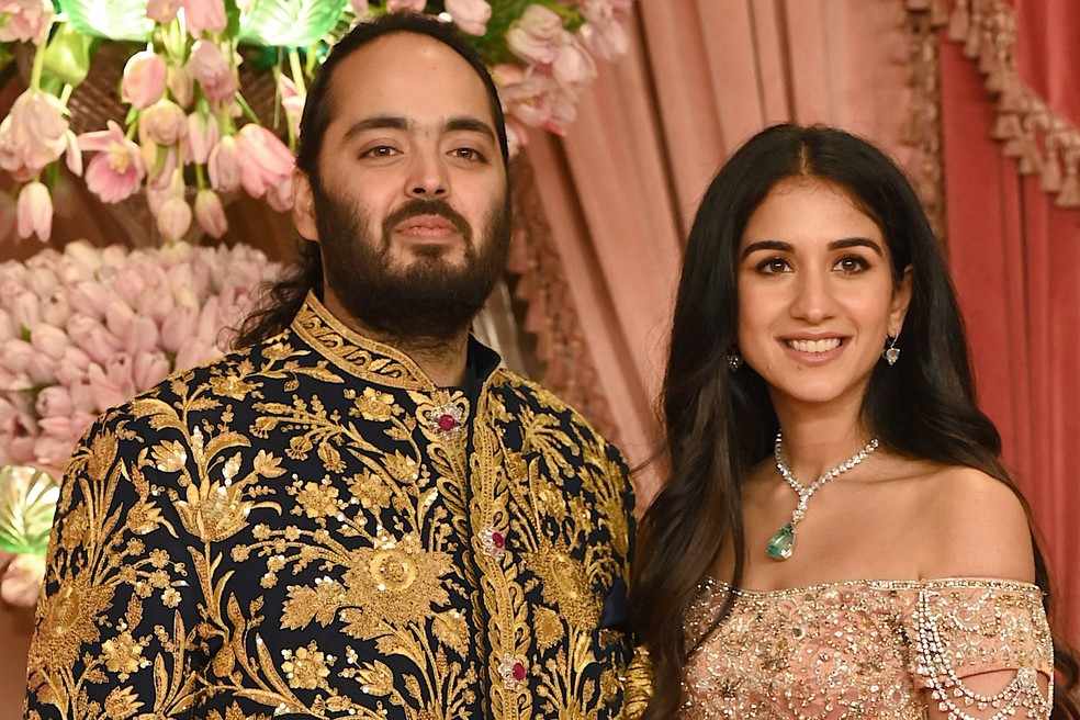 Anant Ambani e Radhika Merchant reúnem celebridades, políticos e empresários em casamento na Índia — Foto: SUJIT JAISWAL / AFP