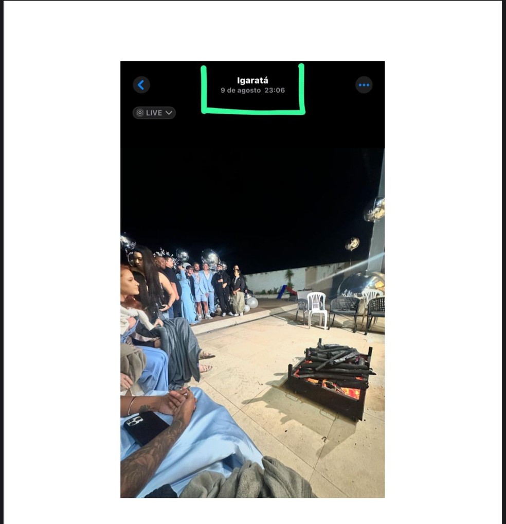 Foto compartilhada em evento, supostamente em Igaratá, no dia 9 de agosto — Foto: Reprodução