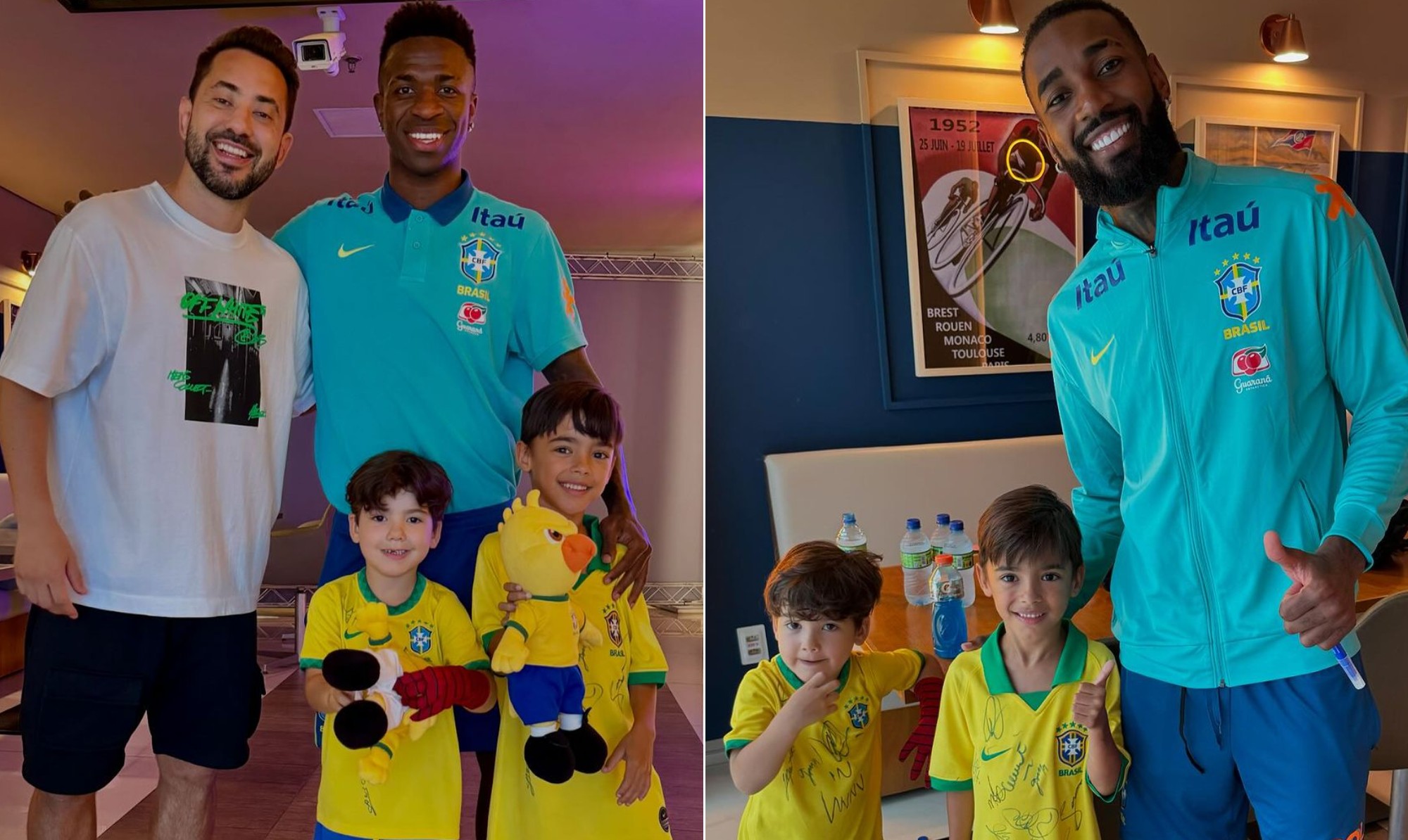 Everton Ribeiro, do Bahia, visita seleção brasileira e filhos tietam jogadores; fotos